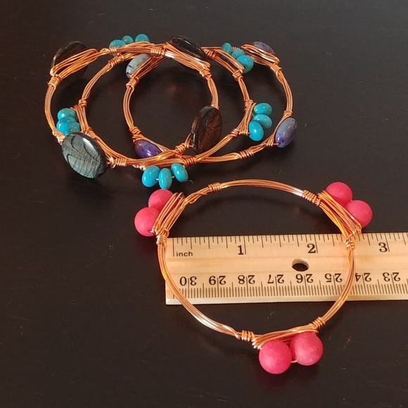 Set of 4 Wire Wrapped Bangle Bracelets - Picture 3 of 3